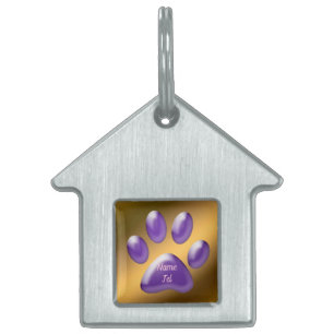Gold Dark Lila Dog Pet ID Tag Tiermarke