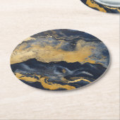 Gold Dark Marble Muster Runder Pappuntersetzer (Angewinkelt)