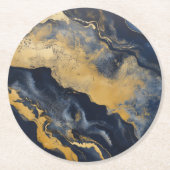 Gold Dark Marble Muster Runder Pappuntersetzer (Vorderseite)
