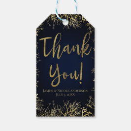 Gold & Dark Navy Blue Elegant Korallenhochzeit Geschenkanhänger