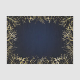 Gold & Dark Navy Blue Elegant Korallenhochzeit Seidenpapier