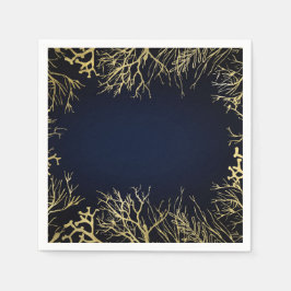 Gold & Dark Navy Blue Elegant Korallenhochzeit Serviette