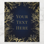 Gold & Dark Navy Blue Elegant Korallenhochzeit Weinetikett (Einzelnes Label)