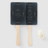 Gold Dark Navy Elegance Diamond Geo Deko Wedding Fächer (Vorne und Hinten)