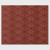 Gold & Dark Red Art Deco Muster Geschenkpapier (Flach)