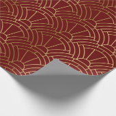 Gold & Dark Red Art Deco Muster Geschenkpapier (Ecke)