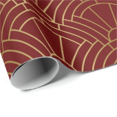 Gold & Dark Red Art Deco Muster Geschenkpapier (Rolleneckpunkt)