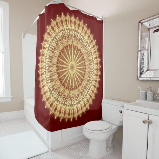 Gold Dark Red Mandala Duschvorhang (Beispiel)