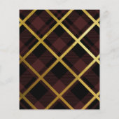 Gold & Dark Red Tartan Weihnachtskarte (Rückseite)