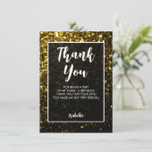 Gold dark sparkles Sweet 16 elegant script Dankeskarte (Stehend Vorderseite)