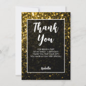 Gold dark sparkles Sweet 16 elegant script Dankeskarte (Vorderseite)