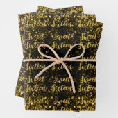 Gold dark sparkles Sweet 16 elegant script pattern Geschenkpapier Set (Beispiel)