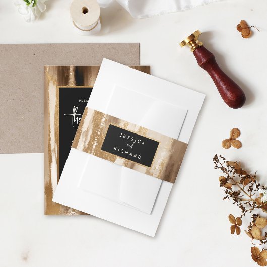 Gold & Dark Watercolor Couple's Names Wedding Einladungsbanderole