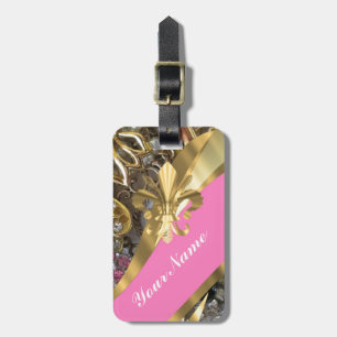 Gold, das Fleur de Lys bling ist Gepäckanhänger