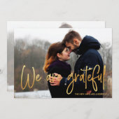 Gold |, das wir die dankbare 2 Foto-Hochzeit sind, Dankeskarte (Vorne/Hinten)