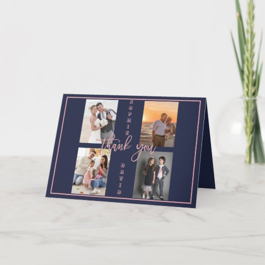 Gold, das wir noch verlängern, das Vows-FotoCollag Dankeskarte (Vorderseite)