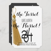 Gold Dated Tassel Worth The Hassle Abschluss Einladung (Vorne/Hinten)