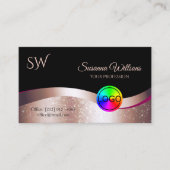 Gold-Decke in Wavy-Rose mit Logos und Monogramm Visitenkarte (Vorderseite)