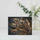 Gold Decorative Feathers Postkarte (Stehend Vorderseite)