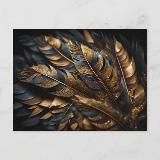 Gold Decorative Feathers Postkarte (Vorderseite)
