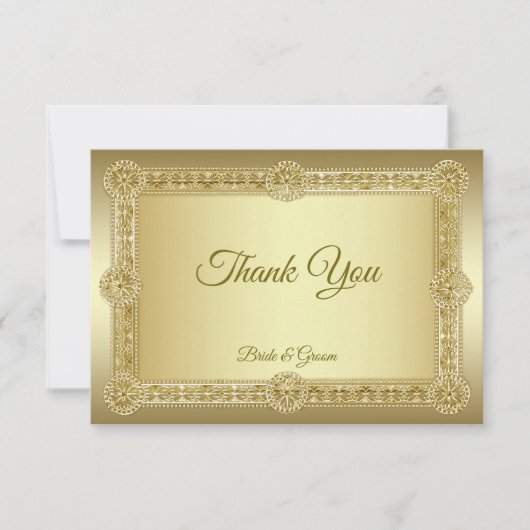 Gold Decorative Flat Danke-Card Dankeskarte (Vorderseite)