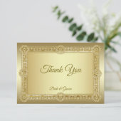 Gold Decorative Flat Danke-Card Dankeskarte (Stehend Vorderseite)