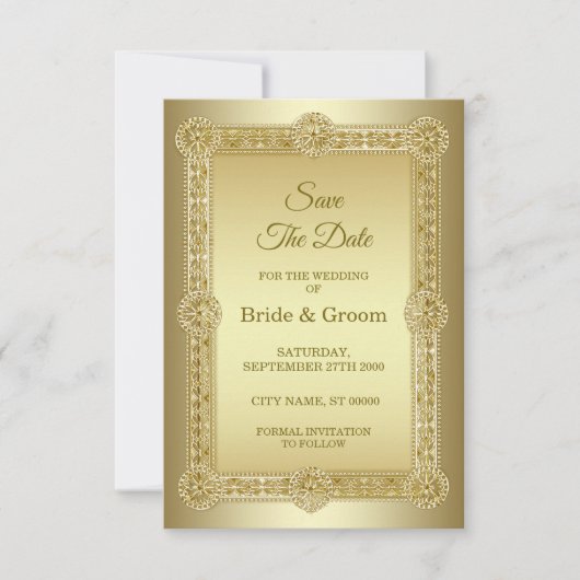 Gold Decorative Hochzeit rettet das Datum Save The Date (Vorderseite)