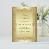 Gold Decorative Hochzeit rettet das Datum Save The Date (Stehend Vorderseite)