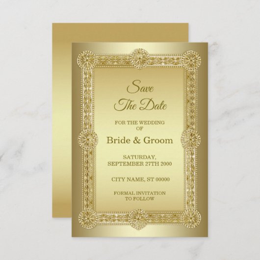 Gold Decorative Hochzeit rettet das Datum Save The Date (Vorne/Hinten)