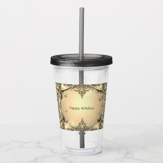 Gold Decorative Holiday Acrylic Tumbler Acryltrinkbecher (Vorderseite)