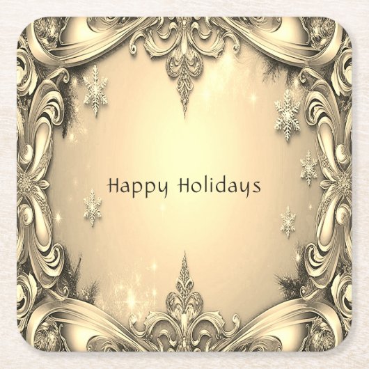 Gold Decorative Holiday Paper Untersetzer (Vorderseite)