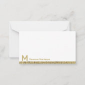 Gold Decorative Lined Modern Monogram Name Mitteilungskarte (Vorderseite)