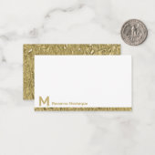 Gold Decorative Lined Modern Monogram Name Mitteilungskarte (Vorderseite/Rückseite Beispiel)