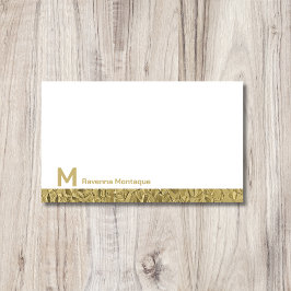 Gold Decorative Lined Modern Monogram Name Mitteilungskarte