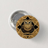 Gold Decorative Owl Mandala Design Button (Vorne & Hinten)