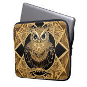 Gold Decorative Owl Mandala Design Laptopschutzhülle (Vorderseite Links)