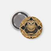 Gold Decorative Owl Mandala Design Magnet (Vorderseite/Rückseite)