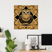 Gold Decorative Owl Mandala Design Poster (Heimbüro)