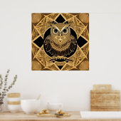 Gold Decorative Owl Mandala Design Poster (Küche)