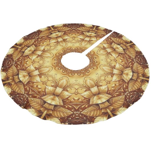 Gold Decorative Tree Skirt Polyester Weihnachtsbaumdecke (Schrägansicht)