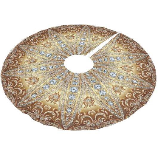 Gold Decorative Weihnachtsbaumrock Polyester Weihnachtsbaumdecke (Schrägansicht)