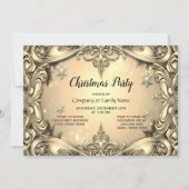 Gold Decorative Weihnachtsfeier Party Einladung (Vorderseite)
