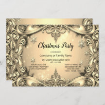 Gold Decorative Weihnachtsfeier Party Einladung