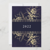 Gold Deep Blue Celebration Neue Jahre Einladung (Rückseite)