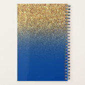 Gold Deep Blue Glitzer Ombre Personalisiert Planer (Rückseite)