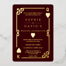 Gold Deep Burgundy Casino Vegas Poker Hochzeit