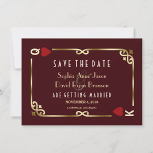 Gold Deep Burgundy Casino Vegas Poker Hochzeit Save The Date