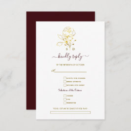 Gold Deep Burgundy Simple Song Request Wedding  RSVP Karte