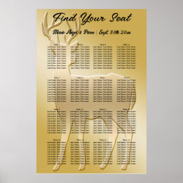 Gold Deer 16 Tische Sitzkarte Poster