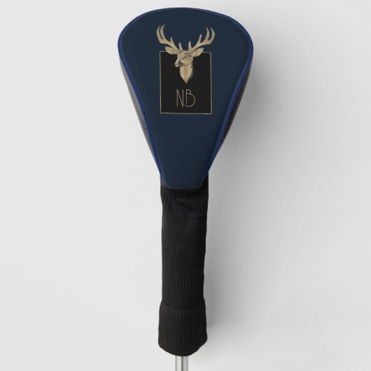 Gold Deer Head Golf Cover Headcover (Vorderseite)
